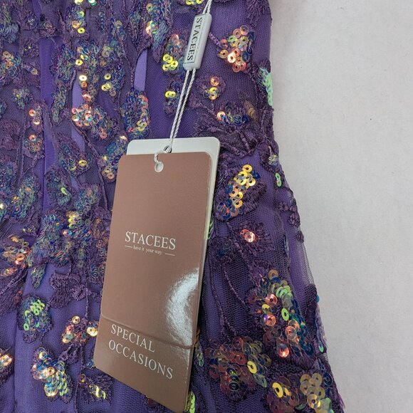 NWT Stacees Strapless Purple Floral Dress - Size 2 - Picture 9 of 17